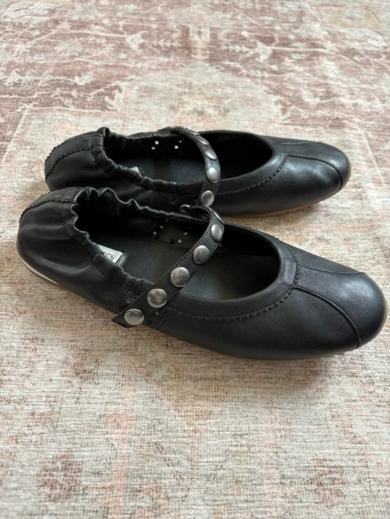 Steve Madden Black Mary Jane Flats with Studded Strap - Picture 3 of 5